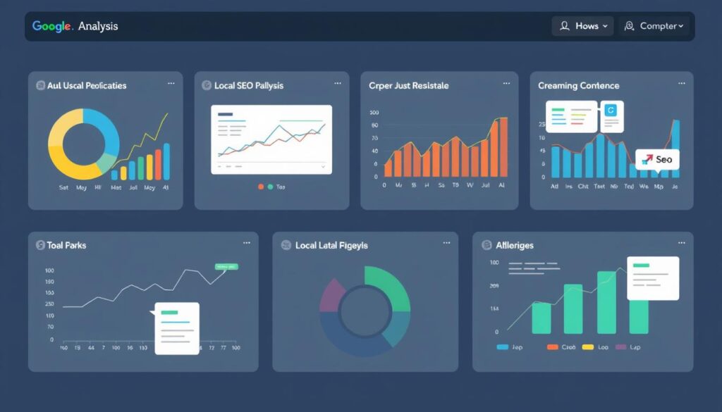 An image showing a comparison of different local SEO tools on a dashboard