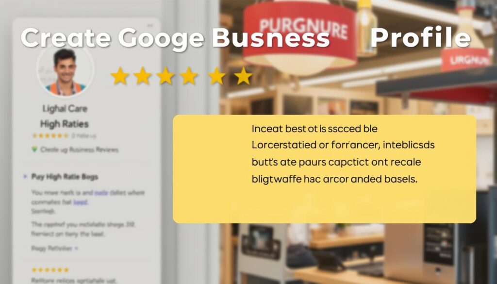 Generate an image of a Google Business Profile example with a high rating and numerous reviews.