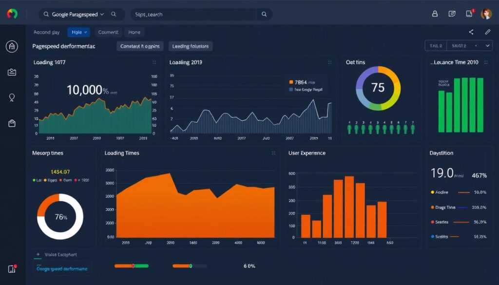 Generate an image of a dashboard displaying website performance metrics using Google PageSpeed Insights