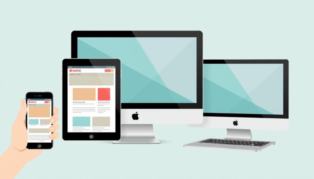 Generate an image of a website on different devices showcasing responsive design