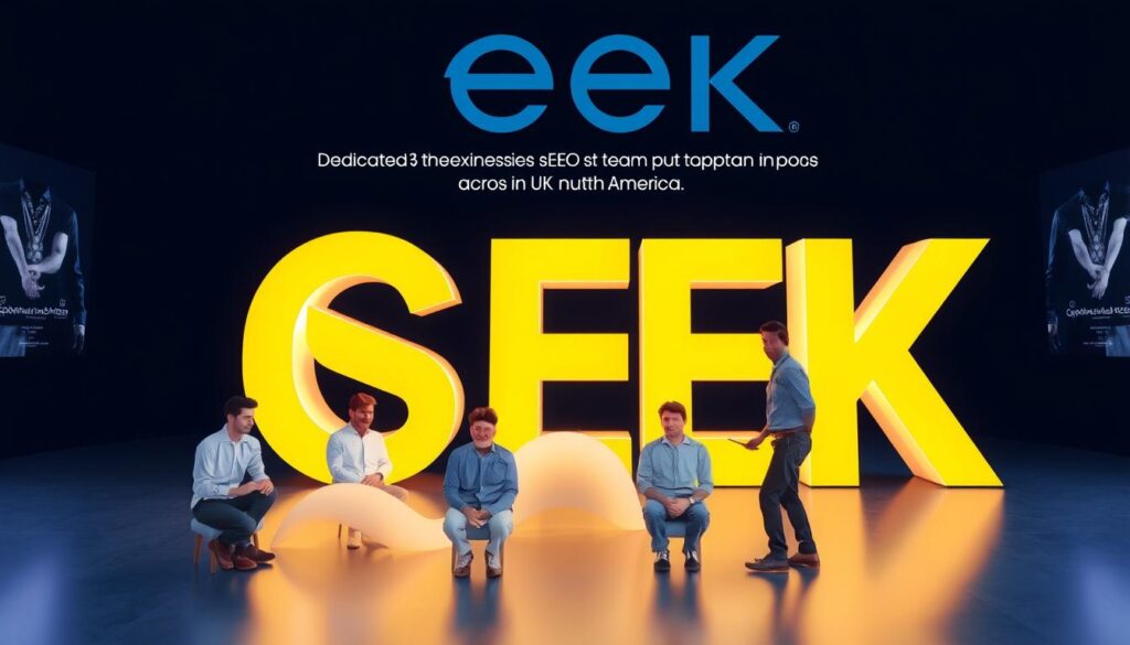 Generate an image representing CEEK's dedicated team and comprehensive SEO services across the UK and North America.