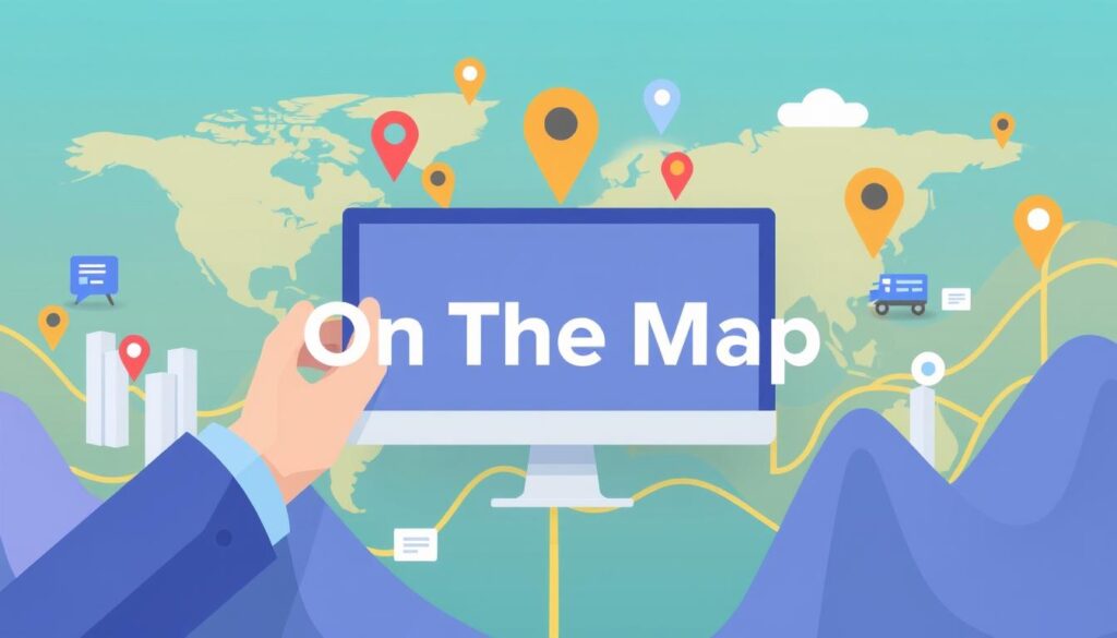 Generate an image representing On The Map's SEO services for startups
