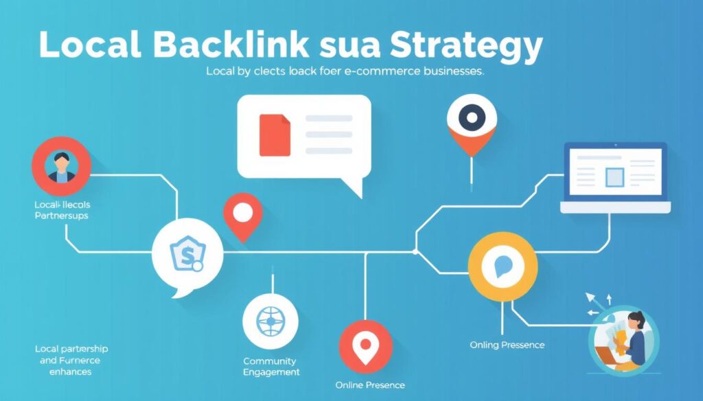 Generate an image representing local backlink strategy for e-commerce businesses.