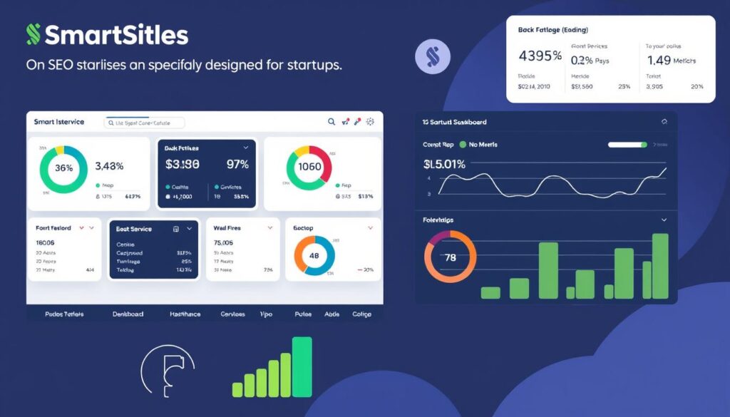 Image of SmartSites' dashboard showcasing their SEO services for startups