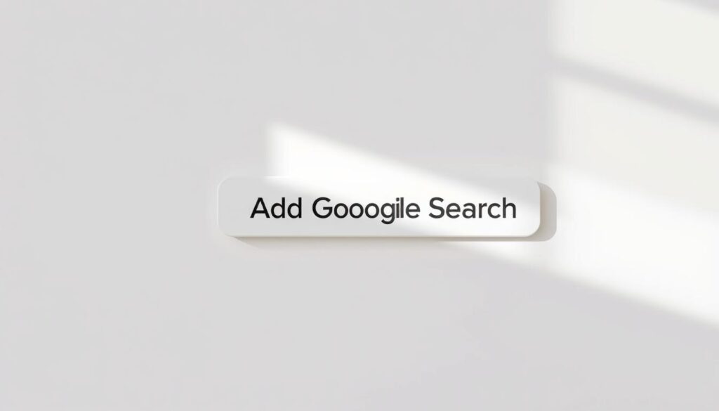 A crisp, clean desktop interface with a search bar prominently displayed, inviting the user to "Add Google Search" - a Google People Card feature. The search bar is rendered in a minimalist, elegant style, with a subtle drop shadow and soft edges. The background is a soft, muted tone, allowing the search bar to be the focal point. The lighting is natural and diffused, creating a warm, inviting atmosphere. The camera angle is slightly elevated, giving a sense of accessibility and user-friendliness. The overall composition is balanced and visually striking, highlighting the "Add Google Search" concept as a key solution for the article's target audience.