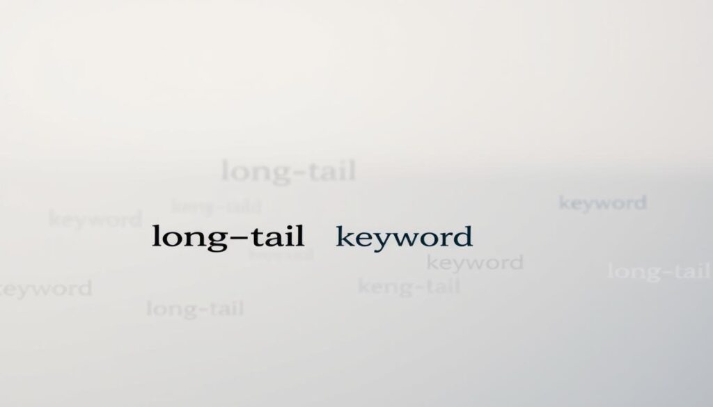 A minimalist and clean-looking image of long-tail keywords, captured with a shallow depth of field. In the foreground, a few carefully curated keywords float in a sea of muted pastel colors, their text crisp and legible. In the middle ground, a soft blurred pattern of additional keywords creates a sense of depth and complexity. The background is a simple, gradient-based color palette, providing a calming and focused atmosphere. The lighting is soft and diffused, highlighting the keywords while maintaining an elegant and professional aesthetic. The overall composition draws the viewer's eye to the primary long-tail keywords, conveying the simplicity and power of this effective marketing strategy.